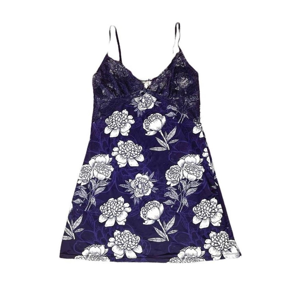 Floral Hawaiian Dark Blue Slip Dress